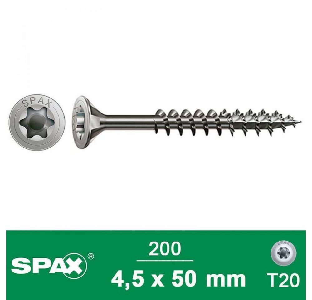 SPAX Spanplattenschraube SPAX A2 ROSTFREI TRX 4,5X50 200 ST SPAX Spanplattenschraube SPAX A2 ROSTFREI TRX 4,5X50 200 ST von SPAX