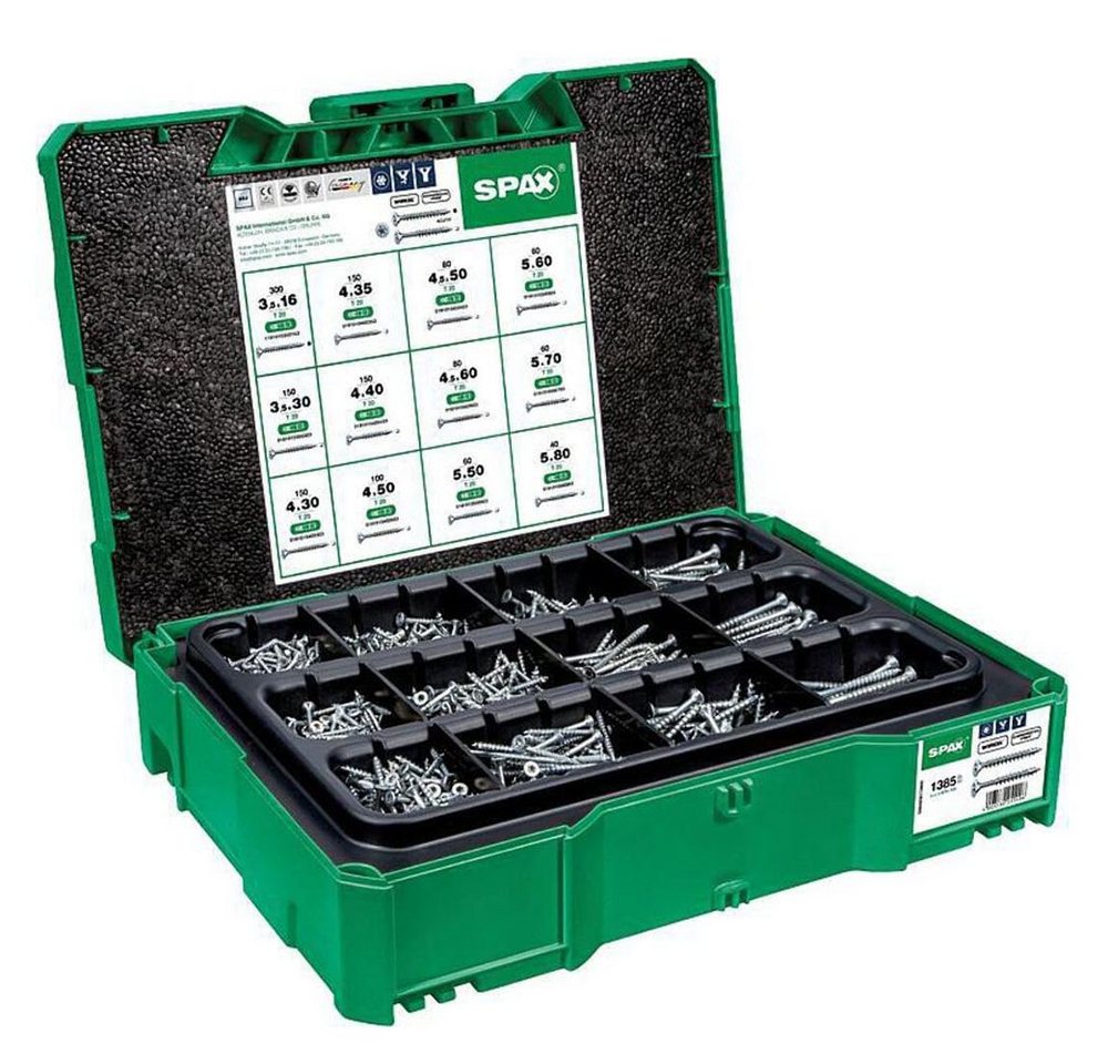 SPAX Spanplattenschraube Spax Montagekoffer Box Systainer T-Loc I Wirox 1380 Stück + 5 Bits von SPAX