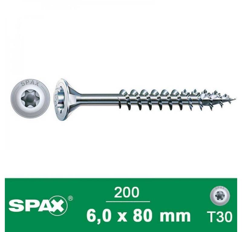 SPAX Spanplattenschraube Spax Senkkopf TX Wirox 6x80 mm 200 Stück/Box von SPAX