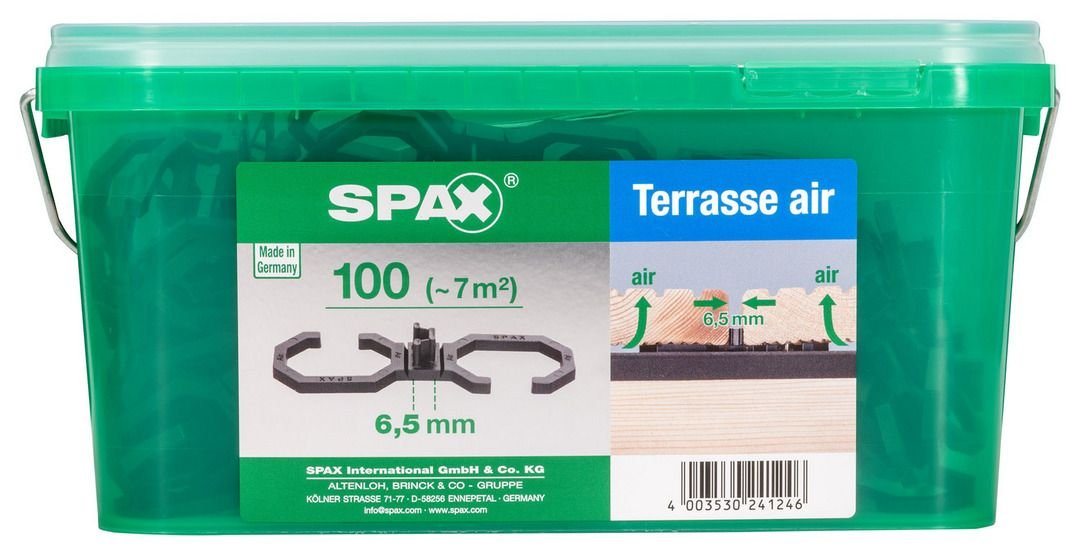 SPAX Terrassendielen Spax Air-Belüftung 9 x 2,8 x 0,4 cm 100 Stück 6,5 von SPAX