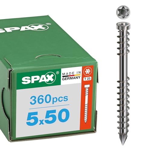 SPAX Terrassenschraube, 5 x 50 mm, 360 Stück, Fixiergewinde, Zylinderkopf, T-STAR plus T25, CUT, Edelstahl Rostfrei A2-8000000276590 SPAX Terrassenschraube, 5 x 50 mm, 360 Stück, Fixiergewinde, Zylinderkopf, T-STAR plus T25, CUT, Edelstahl Rostfrei A2-8000000276590 von SPAX