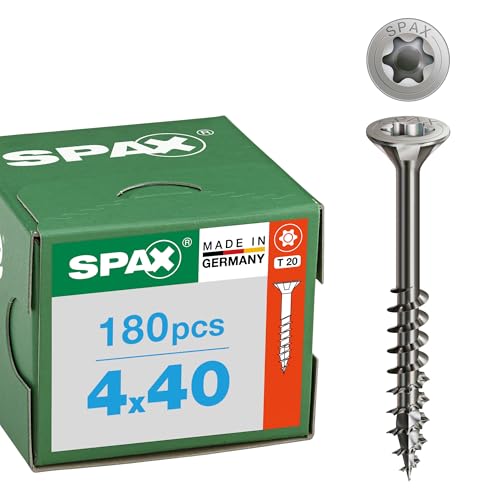 SPAX Universalschraube, 4 x 40 mm, 180 Stück, Teilgewinde, Senkkopf, T-STAR plus T20, 4CUT, Edelstahl Rostfrei A2-8000000276491 von SPAX