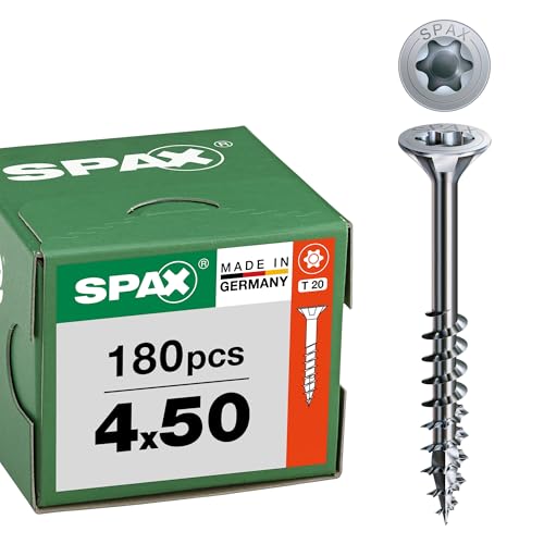 SPAX Universalschraube, 4 x 50 mm, 180 Stück, Teilgewinde, Senkkopf, T-STAR plus T20, 4CUT, WIROX A9J - 8000000276798 von SPAX