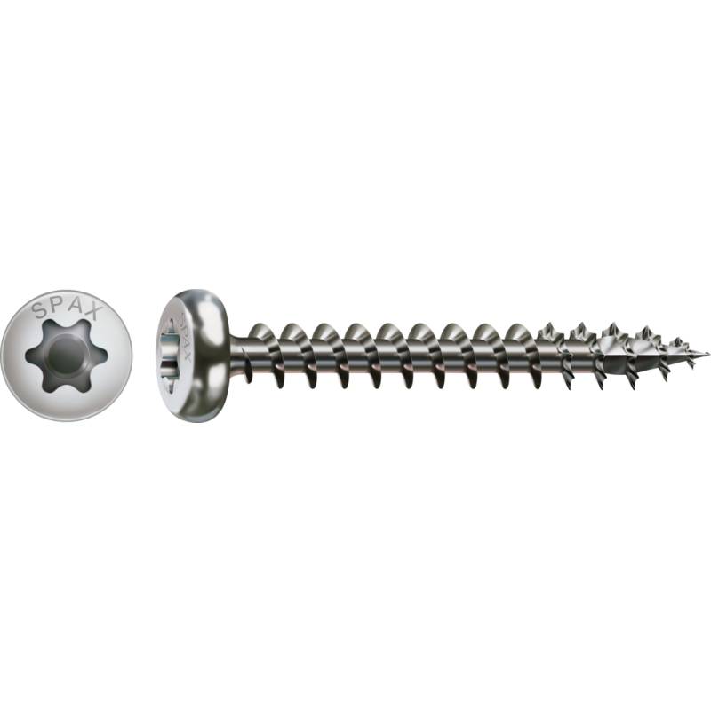 SPAX Universalschraube Edelstahl A2 Vollgewinde Halbrundkopf T-STAR plus 4CUT-Spitze 5 x 30mm - 200 Stück von SPAX International GmbH & Co. KG