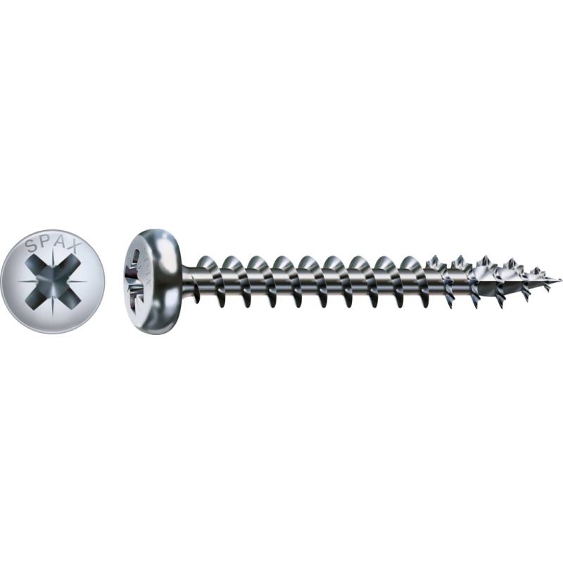 SPAX Universalschraube WIROX Vollgewinde Halbrundkopf Kreuzschlitz 4CUT-Spitze 4 x 30mm - 1000 Stück von SPAX International GmbH & Co. KG