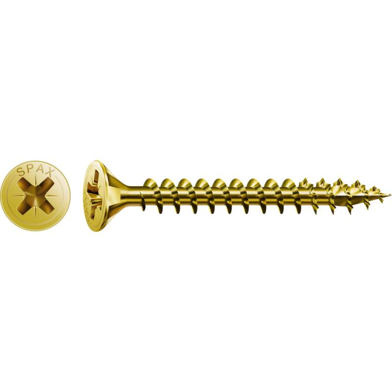 SPAX Universalschraube YELLOX Vollgewinde Senkkopf Kreuzschlitz CUT4-Spitze 4 x 25mm - 1000 Stück von SPAX International GmbH & Co. KG