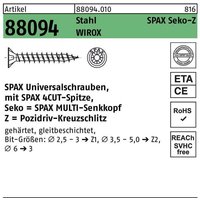 Spax - Schraube r 88094 Senkkopf m.Spitze/Kreuzschl.-PZ 4 x 20/15-Z Stahl galvanisch verzinkt wirox von SPAX