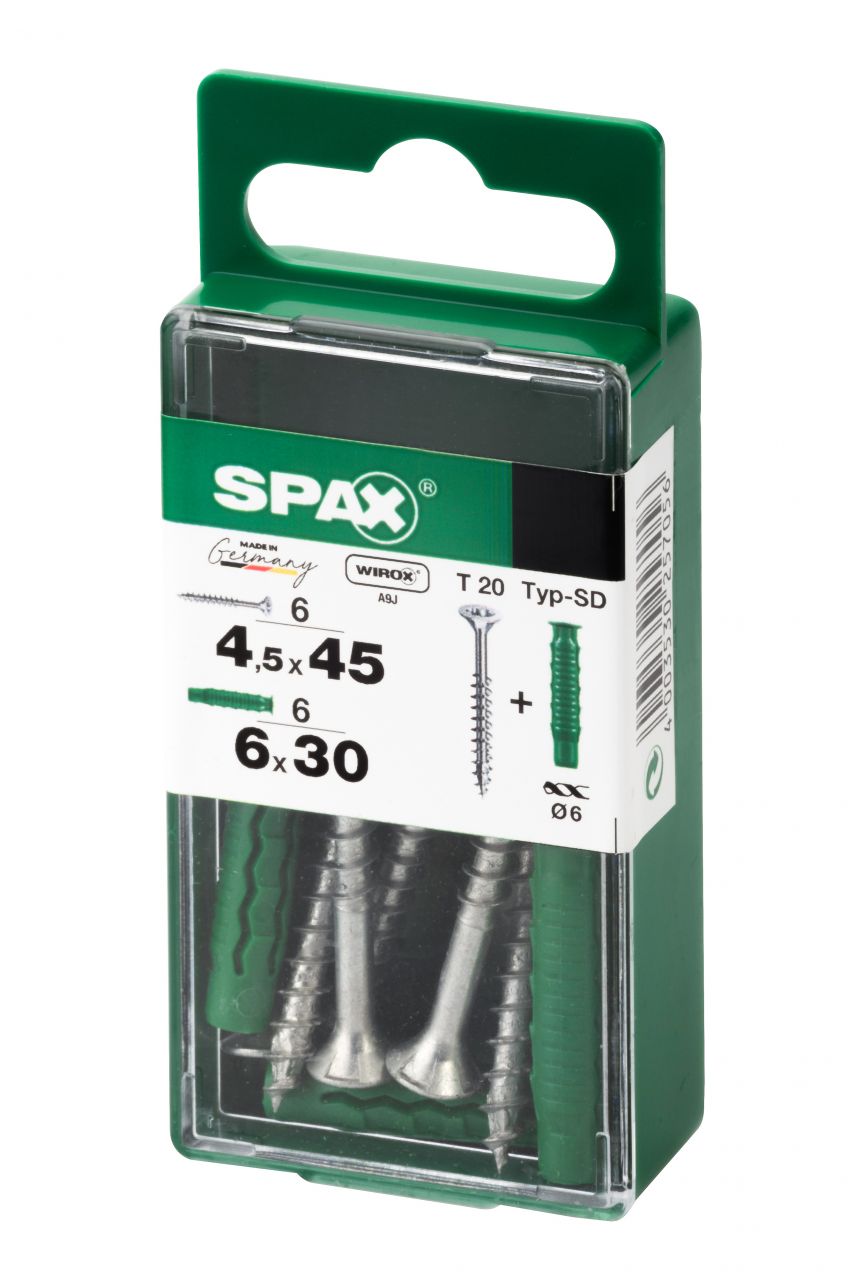Spax Universalschrauben + Dübel 4.5 x 45 mm TX 20 6 Schrauben + 6 Dübel von SPAX