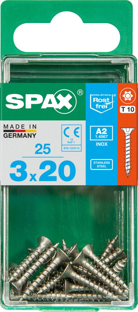 Spax Universalschrauben 3.0 x 20 mm TX 10 Senkkopf - 25 Stk. von SPAX