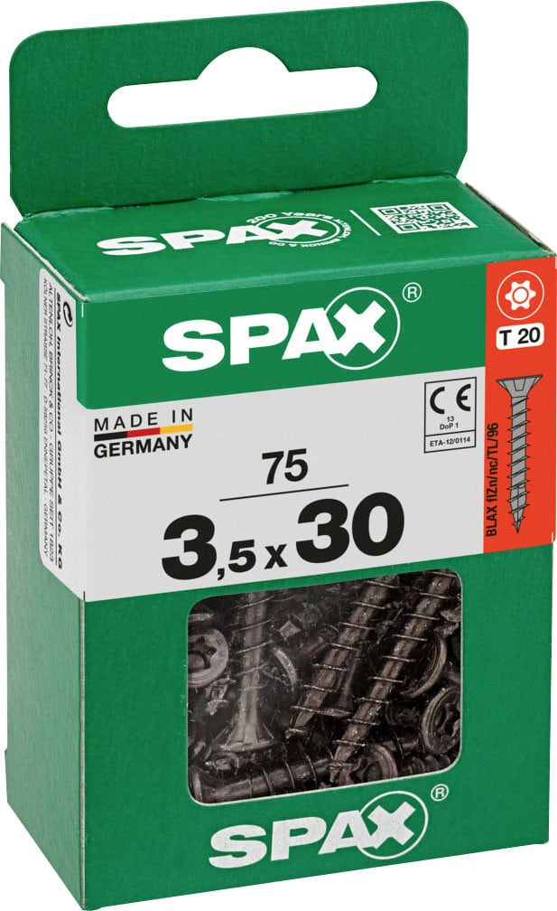 Spax Universalschrauben 3,5 x 30 mm T20 Vollgewinde - 75 Stk. Spax Universalschrauben 3,5 x 30 mm T20 Vollgewinde - 75 Stk. von SPAX