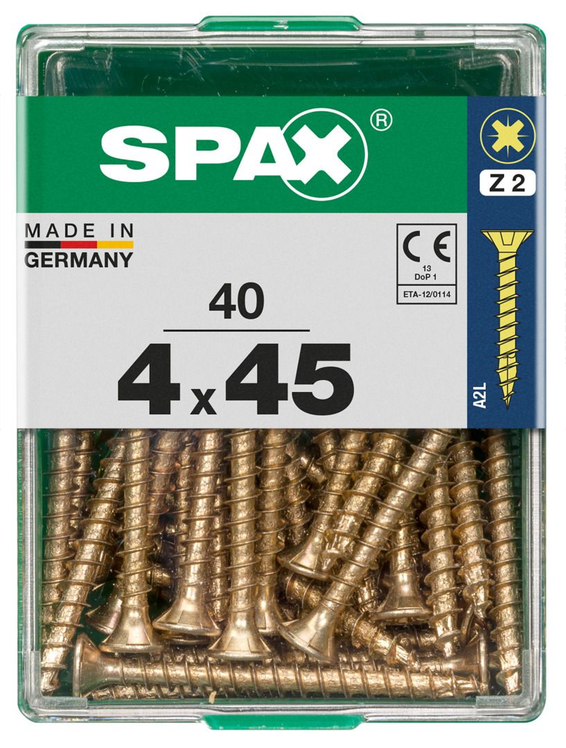 Spax Universalschrauben 4.0 x 45 mm PZ 2 - 40 Stk. von SPAX