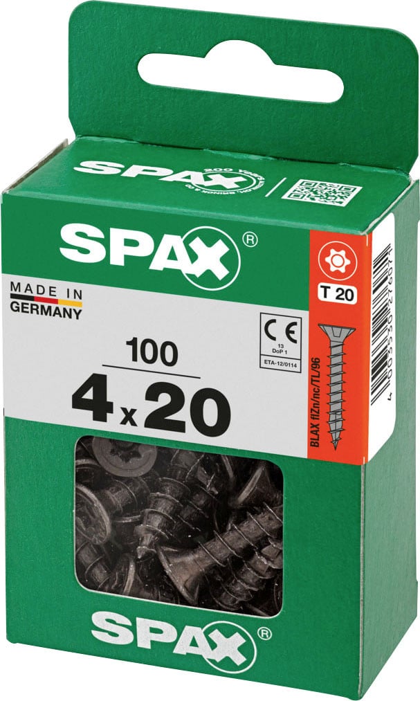 Spax Universalschrauben 4 x 20 mm T20 Vollgewinde - 100 Stk. Spax Universalschrauben 4 x 20 mm T20 Vollgewinde - 100 Stk. von SPAX