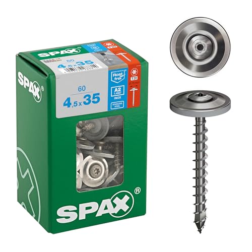 SPAX Spenglerschraube, 4,5 x 35 mm, 60 Stück, Vollgewinde, Linsensenkkopf, T-STAR plus T20, 4CUT, Edelstahl rostfrei A2, Dichtscheibe 15mm - 4587000450357 SPAX Spenglerschraube, 4,5 x 35 mm, 60 Stück, Vollgewinde, Linsensenkkopf, T-STAR plus T20, 4CUT, Edelstahl rostfrei A2, Dichtscheibe 15mm - 4587000450357 von SPAX