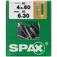 Spax - Universalschrauben 4.5 x 60 mm tx 20 - 40 Stk. (+40 Dübel) Schrauben von SPAX