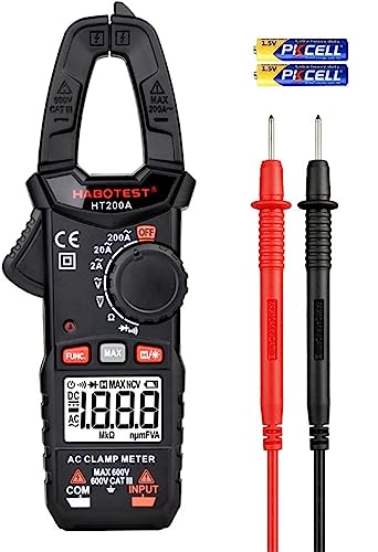 DUBEUYEW Digitaler Stromzangenmesser 2000 Counts, Multimeter Amperemeter mit Auto Ranging, Misst 600V AC/DC Spannungsprüfer, AC Strom, Widerstand, Durchgang; Testdioden von DUBEUYEW