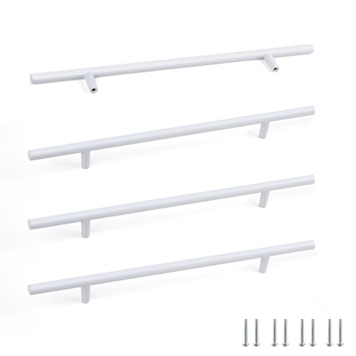 SPDYCESS 4 Stück Möbelgriffe Schrankgriffe Küchengriffe, Schubladengriffe Türgriffe Küche T Stangengriff, Griffe für Küchen Schränke Schublade, Ø10mm, Lochabstand 192mm, Weiß von SPDYCESS