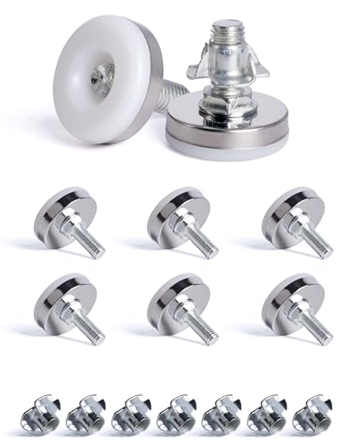 SPDYCESS 8 Stück M10 X 35MM Verstellfüsse Möbelfüße, Verstellbare Runde Nivellierfüße, Höhenverstellbarer Planierenfüße mit 8 Stück 4-zackigen Nutensteinen, für Schrank Schreibtisch Bett Beine von SPDYCESS