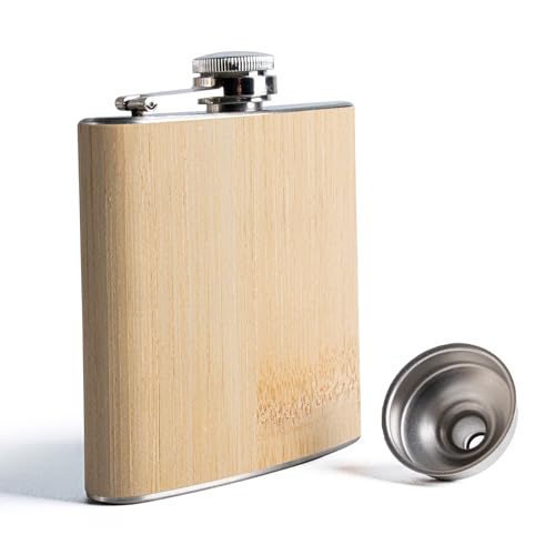 SPDYCESS Edelstahl Flachmann aus Holz 6oz Männer Flachmänner mit Trichter Tragbar Flachmann von Alkohol Geschenk zum Wandern Klettern Angeln SPDYCESS Edelstahl Flachmann aus Holz 6oz Männer Flachmänner mit Trichter Tragbar Flachmann von Alkohol Geschenk zum Wandern Klettern Angeln von SPDYCESS