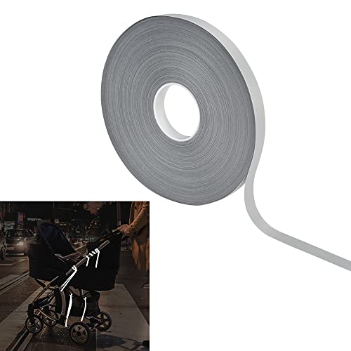 SPEACOUR 1 Roll 100m Reflektorband Reflektierendes Band 1cm Breit Hochreflektierend Reflektierender Stoff Sicherheit Reflexband Leuchtband zum Anbinden an Reißverschluss Hosen Rad Kleidung(Silber) von SPEACOUR