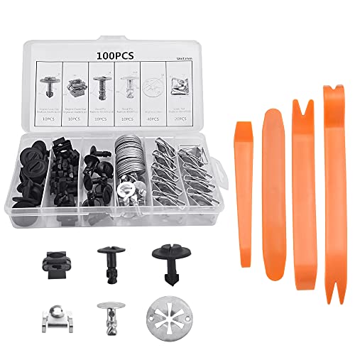 SPEACOUR 100 Stück Stoßstangen Befestigung Clips Auto Befestigung Clips Stoßstange Spreiznieten Stoßstange Karosserie Clip Kühlerabdeckung Trim Clip mit 4 Entfernungswerkzeug für Autos, Motorräder von SPEACOUR