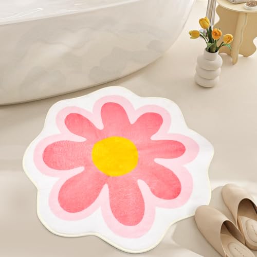 SPEACOUR Badematte, Rosa Blumenteppich, Blume Badvorleger, Badezimmerteppiche, Weiche Duschvorleger, Runder beflockter Badvorleger, Tür Matten mit Bürste für Badezimmer, Küche, Wohnzimmer (60 x 60 cm) SPEACOUR Badematte, Rosa Blumenteppich, Blume Badvorleger, Badezimmerteppiche, Weiche Duschvorleger, Runder beflockter Badvorleger, Tür Matten mit Bürste für Badezimmer, Küche, Wohnzimmer (60 x 60 cm) von SPEACOUR