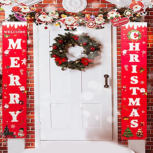 SPEACOUR Weihnachten Veranda Banner Weihnachtsdekoration Banner Türbanner Weihnachtsdekoration Frohe Weihnachten Girlande Banner für Haustüren, Türhallen, Decken, Fenstern, Gärten(180 * 30CM) von SPEACOUR