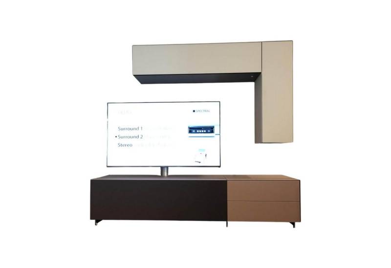SPECTRAL Anbauschrank Wohnwand Cocoon Glas CAO Cacao Braun Satiniert Beige von SPECTRAL
