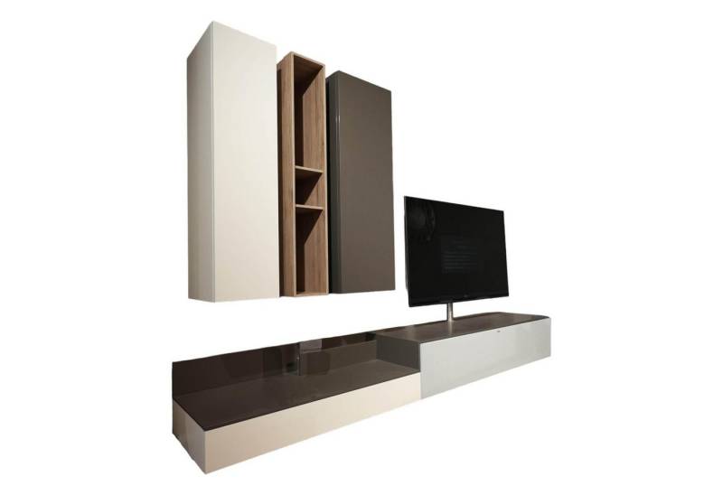 SPECTRAL Anbauschrank Wohnwand Next Lack Snow Weiß Silver Silber Und Granit von SPECTRAL