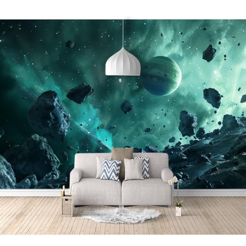 3D Effekt Tapete In Voller Größe selbstklebend Science Fiction Universum Erde blauer Meteorit 100x70cm Kulisse Dekorative Kunst Moderne Tv Die Fototapete Wandbild Wohnzimmer Schlafzimmer von SPECUFX