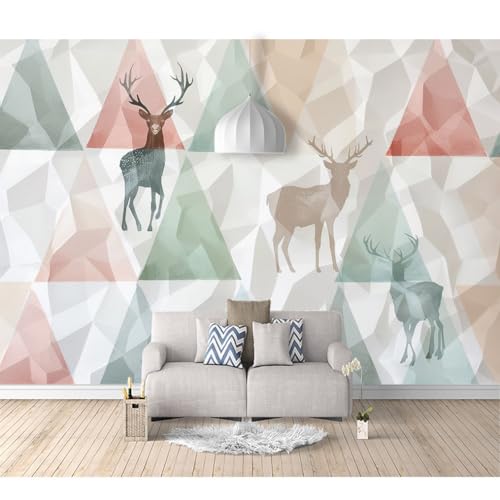 Art Fototapete 3d Effekt Wallpaper selbstklebend Abstraktes geometrisches Tier Hirsch 100x70cm Tapeten Wandtapete Wanddeko Design Wand Dekoration Wohnzimmer Schlafzimmer Büro Flur von SPECUFX
