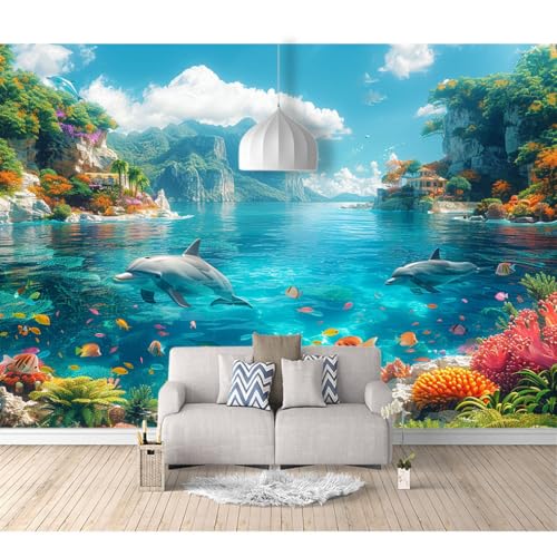 Art Fototapete 3d Effekt Wallpaper selbstklebend Meereslebewesen, Delfinpflanzen 100x70cm Tapete Wandtapeten Wohnzimmer Schlafzimmer Wandbilder XXL Landschaft Panorama Wand Dekoration Art Fototapete 3d Effekt Wallpaper selbstklebend Meereslebewesen, Delfinpflanzen 100x70cm Tapete Wandtapeten Wohnzimmer Schlafzimmer Wandbilder XXL Landschaft Panorama Wand Dekoration von SPECUFX