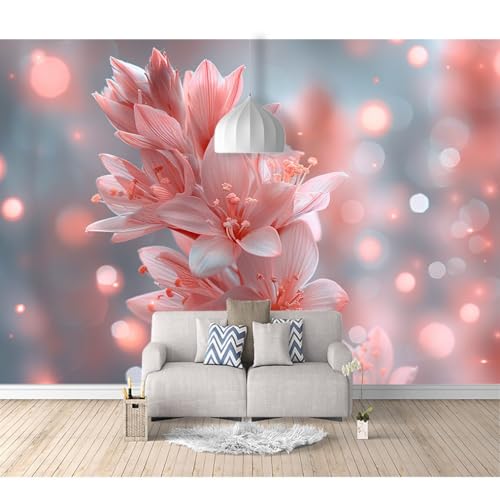 Art Fototapete 3d Effekt Wallpaper selbstklebend Riese blumig rosa-lila 100x70cm Tapeten Wandtapete Wanddeko Design Wand Dekoration Wohnzimmer Schlafzimmer Büro Flur von SPECUFX