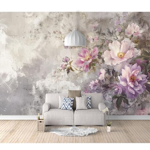 Art Fototapete 3d Effekt Wallpaper selbstklebend Vintage florales Laub graue Pflanze 100x70cm XL Wanddeko Wandbild Wandtapete 3D-Optik Landschaft Panorama Wohnzimmer Schlafzimmer von SPECUFX