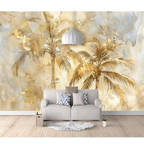 Art Fototapete 3d Effekt Wallpaper selbstklebend Vintage goldener Kokosnussbaum grau 100x70cm Tapeten Wandtapete Wanddeko Design Wand Dekoration Wohnzimmer Schlafzimmer Büro Flur von SPECUFX