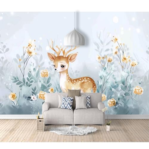 Art Murals selbstklebend Niedliche Tiere, Rehe, Blumen, Pflanzen 100x70cm Tapete Fototapete für Schlafzimmer Küche Bad Wohnzimmer Für das Hotel von SPECUFX