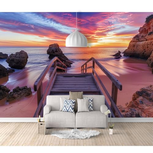 Fototapete 3D Effekt Tapete Schlafzimmer selbstklebend Blick auf die Holzbrücke über den Strand 100x70cm Fresko Tv Tapeten Wohnzimmer Wandtapete Poster Bilder Fototapete 3D Effekt Tapete Schlafzimmer selbstklebend Blick auf die Holzbrücke über den Strand 100x70cm Fresko Tv Tapeten Wohnzimmer Wandtapete Poster Bilder von SPECUFX