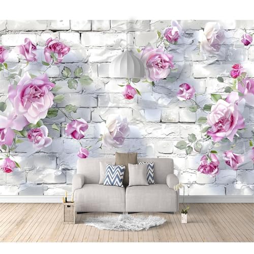 Fototapete 3D Effekt Tapete Schlafzimmer selbstklebend Blumen rosa weiße Ziegel 100x70cm Fresko Tv Tapeten Wohnzimmer Wandtapete Poster Bilder Fototapete 3D Effekt Tapete Schlafzimmer selbstklebend Blumen rosa weiße Ziegel 100x70cm Fresko Tv Tapeten Wohnzimmer Wandtapete Poster Bilder von SPECUFX