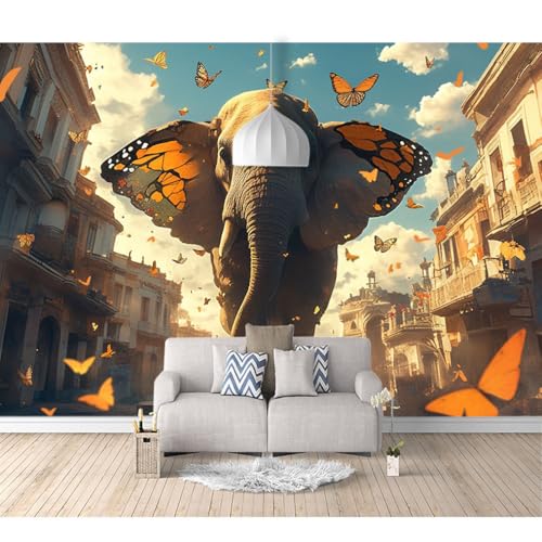 Fototapete 3D Effekt Tapete Schlafzimmer selbstklebend Fantasy Elefanten, Schmetterlinge, Tiere, Gebäude 100x70cm Fresko Tv Tapeten Wohnzimmer Wandtapete Poster Bilder Fototapete 3D Effekt Tapete Schlafzimmer selbstklebend Fantasy Elefanten, Schmetterlinge, Tiere, Gebäude 100x70cm Fresko Tv Tapeten Wohnzimmer Wandtapete Poster Bilder von SPECUFX