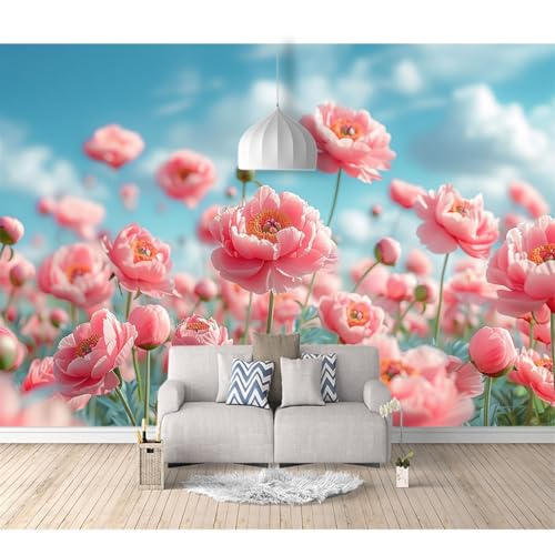 Fototapete 3D Effekt Tapete Schlafzimmer selbstklebend Rosa Blumenfelder 100x70cm Fresko Tv Tapeten Wohnzimmer Wandtapete Poster Bilder von SPECUFX