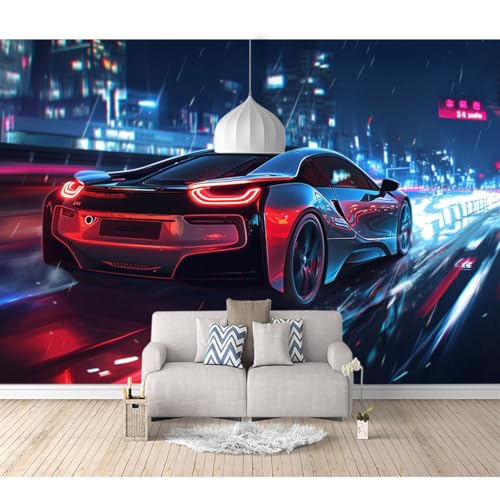 Fototapete 3D Effekt Tapete Schlafzimmer selbstklebend Sportwagen, Automobile, futuristische Technik 100x70cm Fresko Tv Tapeten Wohnzimmer Wandtapete Poster Bilder von SPECUFX
