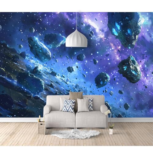 Fototapete 3D Effekt Tapeten selbstklebend Science Fiction Universum Erde blauer Meteorit 100x70cm Hintergrund Wohnzimmer Schlafzimmer Flur Modern Tapete Wandtapete von SPECUFX
