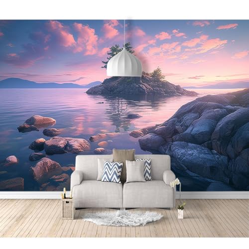 Fototapete 3D Effekt Vinyl Tapete selbstklebend Insel-Baumlandschaft 100x70cm Tapeten 3D Wandbilder Wohnzimmer Tv Hintergrundbild Wanddeko von SPECUFX