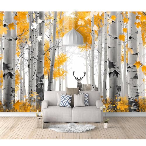 Fototapete 3D Effekt Vinyl Tapeten selbstklebend Birkenwald, goldenes Laub, Hirschlandschaft, 100x70cm Tapete DIY Wandbilder Wohnzimmer Tv Hintergrundbild Wanddeko Balkon Fototapete 3D Effekt Vinyl Tapeten selbstklebend Birkenwald, goldenes Laub, Hirschlandschaft, 100x70cm Tapete DIY Wandbilder Wohnzimmer Tv Hintergrundbild Wanddeko Balkon von SPECUFX