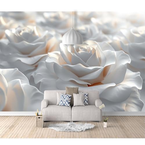 Fototapete 3D Effekt Vinyl Tapeten selbstklebend Riesenrosen, minimalistische Blumen 100x70cm Tapete DIY Wandbilder Wohnzimmer Tv Hintergrundbild Wanddeko Balkon von SPECUFX