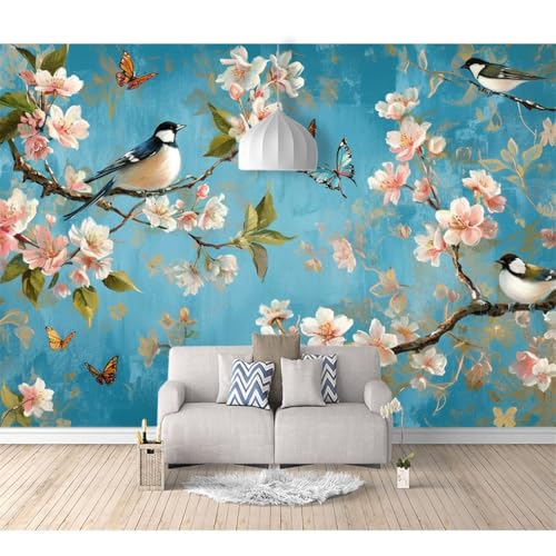 Fototapete 3D Effekt Wandbilder selbstklebend Blumen und Vögel im ethnischen Stil, Orchideen 100x70cm Wohnzimmer Schlafzimmer Esszimmer TV Hintergrund Wanddekoration Tapete von SPECUFX