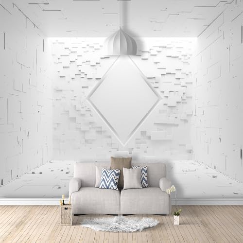 Fototapete 3D Selbstklebend Weiße geometrische Einfachheit Sondergröße Design Tapete Vinyl Fototapeten Tapeten Wandtapete moderne Wand Schlafzimmer Wohnzimmer Möbelfolie von SPECUFX