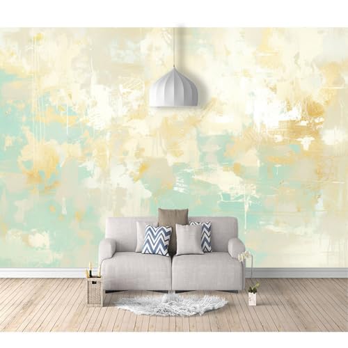 Fototapete 3D selbstklebend Abstraktes Ölgemälde Cyanbeige 100x70cm Tapeten Wandtapete XXL Moderne Wanddeko Design Wand Dekoration Wohnzimmer Schlafzimmer Büro Flur von SPECUFX