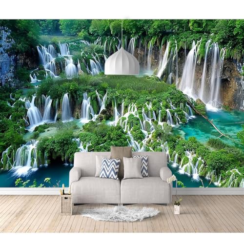 Fototapete 3D selbstklebend Berg, Wasserfall, Wald, Natur 100x70cm Bild Dekoration Wand-Dekor Moderne Motiv-Tapete Panorama Poster XXL Möbelfolie von SPECUFX