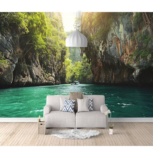 Fototapete 3D selbstklebend Berge, Flüsse, Bäume, Wälder, grüne Landschaften 100x70cm Bild Dekoration Wand-Dekor Moderne Motiv-Tapete Panorama Poster XXL Möbelfolie von SPECUFX