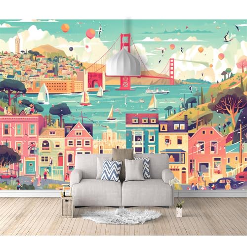 Fototapete 3D selbstklebend Blick auf die Brücke und die Stadt 100x70cm Bild Dekoration Wand-Dekor Moderne Motiv-Tapete Panorama Poster XXL Möbelfolie Fototapete 3D selbstklebend Blick auf die Brücke und die Stadt 100x70cm Bild Dekoration Wand-Dekor Moderne Motiv-Tapete Panorama Poster XXL Möbelfolie von SPECUFX